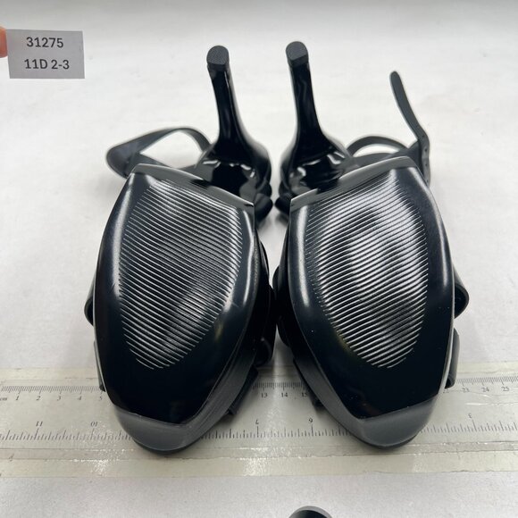 FSJ Black T-Strap Platform Sandals Peep Toe Ankle Strap Stiletto Heels Shoes - Picture 7 of 8